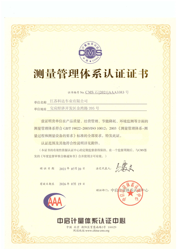  Management System Certificate